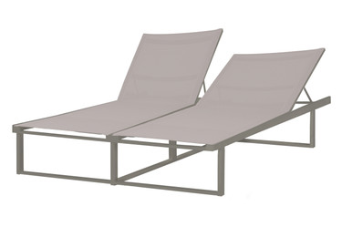ALLUX Double Lounger - Powder-Coated Aluminum (taupe), Batyline (light taupe)