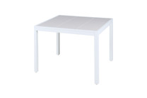 ALLUX Dining Table 39.5" x 39.5" - Powder-Coat Aluminum (white),  High Pressure Laminate (HPL)