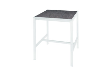 ALLUX 1.5" x 31.5" Bar Table with HPL Top - Powder-Coat Aluminum (white),  High Pressure Laminate (slate)