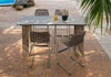 AIKO Bar Table 79" x 27.5" with MANDA bar chairs - Drift look teak legs (natural), High Pressure Laminate Top (sandstone)