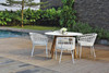 BONO Dining Table with BONO Dining Chairs - Recycled Teak, High Pressure Laminate (HPL) in white