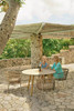 BONO Dining Table with BONO Dining Chairs - Recycled Teak, High Pressure Laminate (HPL) in Sandstone