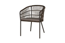 BONO Dining Chair - Powder-Coated Aluminum (black),  Olefin Cushion (Stone)
