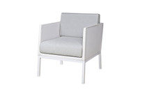 JAYDU 1-Seater - Powder-Coated Aluminum (white), Stamskin Faux Leather Upholstery (white), Sunbrella Cushions (seagull grey)