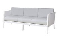 JAYDU 3-Seater - Powder-Coated Aluminum (white), Stamskin Faux Leather Upholstery (white), Sunbrella Cushions (seagull grey)