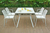 MANDA Dining Table 63.5" x 39.5"with MANDA Dining Chair  - Powder-Coated Aluminum (white), High Pressure Laminate Top (white)