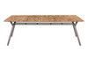 MANDA Dining Table 88.5" x 39.5" - Powder-Coated Aluminum (taupe), Recycled Teak (brushed laminated)