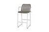 MANDA Bar Armchair - Stainless Steel (hairline finish), Synthetic Wicker (pepper), Optional Cushion (taupe)