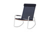 MEIKA Rocking Chair (with Optional Headrest/Seat Cushion) - Stainless Steel (hairline finish), Recycled Teak (brushed finish), Batyline Sling Mesh (black)