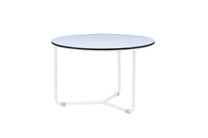 MEIKA Side Table - Stainless Steel (hairline finish), HPL top (alpes white)