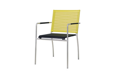NATUN Stacking Chair - Stainless Steel, Batyline Standard (black/lime)