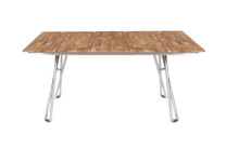 NATUN Slat Table 63.5" x 39.5" - Stainless Steel (hairline finish), Recycled Teak (brushed and laminated finish)