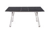 NATUN Slat Table 63.5" x 39.5" - Stainless Steel (hairline finish), High Pressure Laminate (HPL - slate)