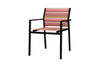 STRIPE Stackable Armchair  - Powder-Coated Aluminum (black), Twitchell Stripes Textilene Mesh Sling Seat/Back (orange barcode)