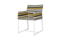 STRIPE Dining Chair  - Powder-Coated Aluminum (white), Twitchell Stripes Textilene (green barcode)