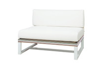 STRIPE Sectional Seat - Powder-Coated Aluminum (white), Twitchell Stripes Textilene (green barcode), Sunbrella Canvas (white)