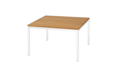 POLLY Lounge Table - Plantation Teak (smooth sanded), Powder-Coated Aluminum (white)