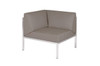 POLLY Corner Seat - Stainless Steel (hairline finish), Sunbrella Canvas (taupe) 
