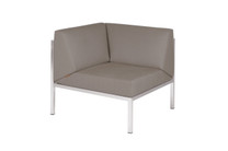 POLLY Corner Seat - Stainless Steel (hairline finish), Sunbrella Canvas (taupe) 