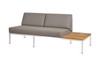 POLLY Left Hand Sectional - Stainless Steel (hairline finish), Sunbrella Canvas (taupe), Recycled Teak (brush wide slats)