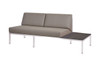 POLLY Left Hand Sectional - Stainless Steel (hairline finish), Sunbrella Canvas (taupe), High Pressure Laminate (HPL - slate)
