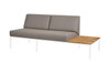 POLLY Left Hand Sectional - Powder-Coated Aluminum (white), Sunbrella Canvas (taupe), Recycled Teak (brush wide slats)