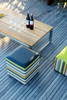 STRIPE Stools (with OKO low table) - Twitchell Stripes Textilene (green barcode), Stamskin (black and lime)