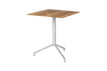 CAFFE Square Table 25" Flip-Top - Stainless Steel (hairline finish), Recycled Teak (brushed finish)