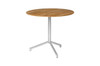 CAFFE Round Table 27.5" Flip-Top - Stainless Steel (hairline finish), Recycled Teak (brushed finish)