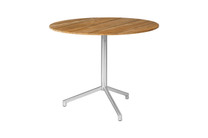 CAFFE Square Table 35" - Stainless Steel (hairline finish), Recycled Teak (brushed finish)