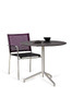 CAFFE Round Table 33.5" (with NATUN stacking chair) -  Stainless Steel (hairline finish), High Pressure Laminate (slate)
