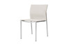 ZIX Stacking Side Chair with Optional Cushion - Stainless Steel (hairline finish), Olefin (white)