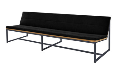 OKO Casual Bench 92.5" - Powdercoated Stainless Steel, Recycled Teak, Sunbrella Canvas