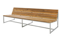 OKO Casual Bench 92.5" - Stainless Steel, Recycled Teak