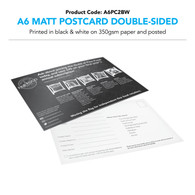 A6 Matt Postcard Double-Sided Black & White (personalised inc. 2nd class postage)