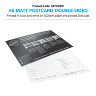 A5 Matt Postcard Double-Sided Black & White (personalised inc. 2nd class postage)