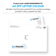 A4 Letter double-sided, colour into a printed C5, colour, non window envelope (personalised inc. 1st class postage)