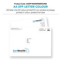 A4 Letter double-sided, colour into a printed C5, colour, non window envelope (personalised inc. 2nd class postage)