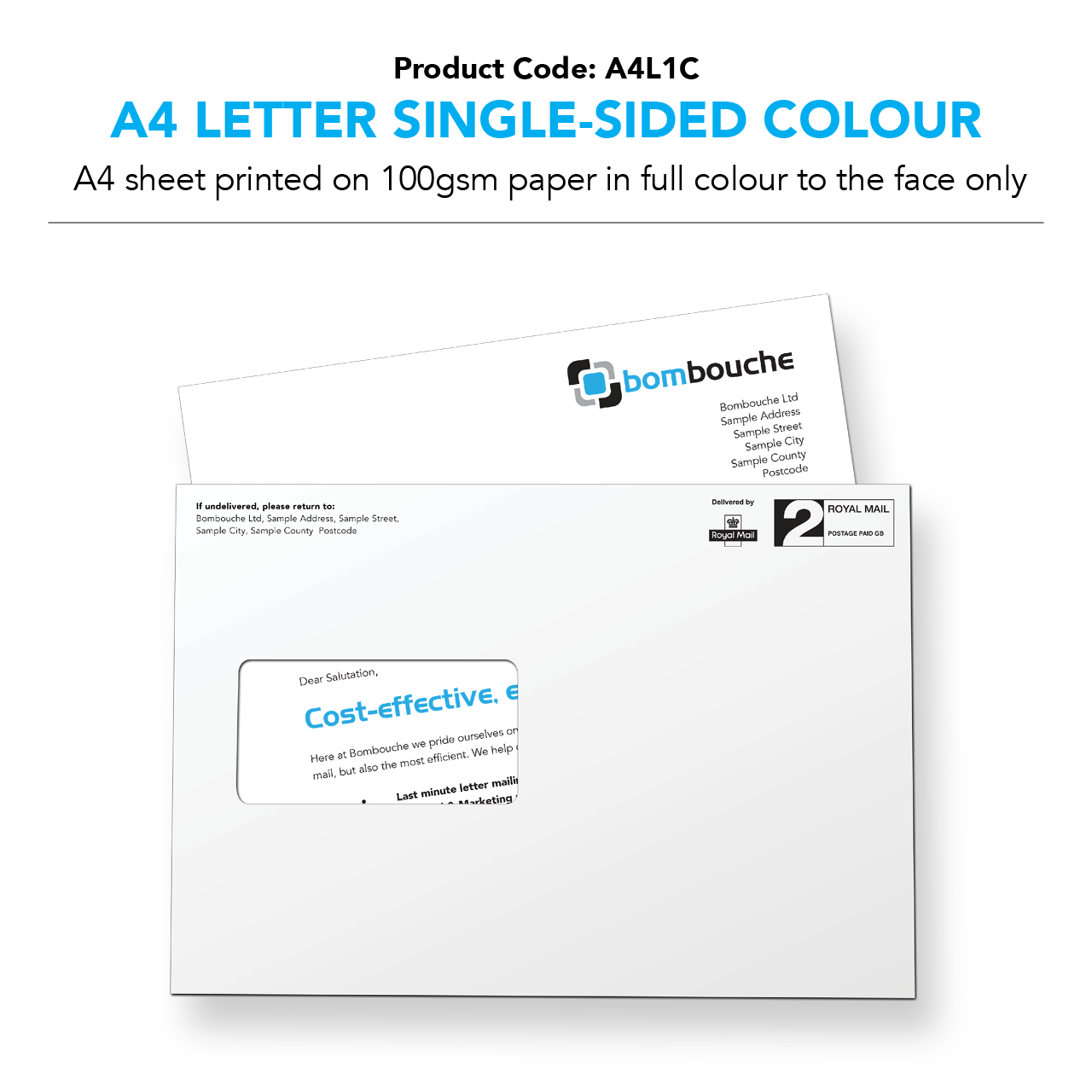 A4 Letter SingleSided Colour (personalised inc. 2nd class postage