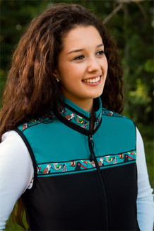 WOMEN'S KODIAK VEST / - SALE - CLOSEOUT - / (Softshell) /  Black, Teal, / Alaska Chatter-Teal (trim)