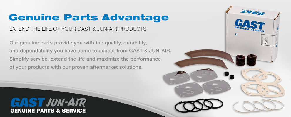 Genuine Gast and Jun-Air Service/Repair Kits, Replacement Parts and Accessories.