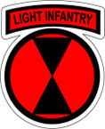 STICKER US ARMY UNIT 7TH INFANTRY DIV SHIELD LIF