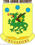 STICKER US ARMY UNIT 72nd Armor Regiment with text