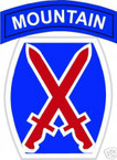STICKER US ARMY UNIT  10TH MOUNTAIN DIV SHIELD COL