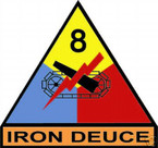STICKER U S ARMY UNIT   8th Armor Div. SHIELD COLOR
