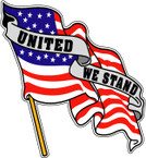 STICKER PATRIOTIC UNITED WE STAND AMERICAN US FLAG RIGHT
