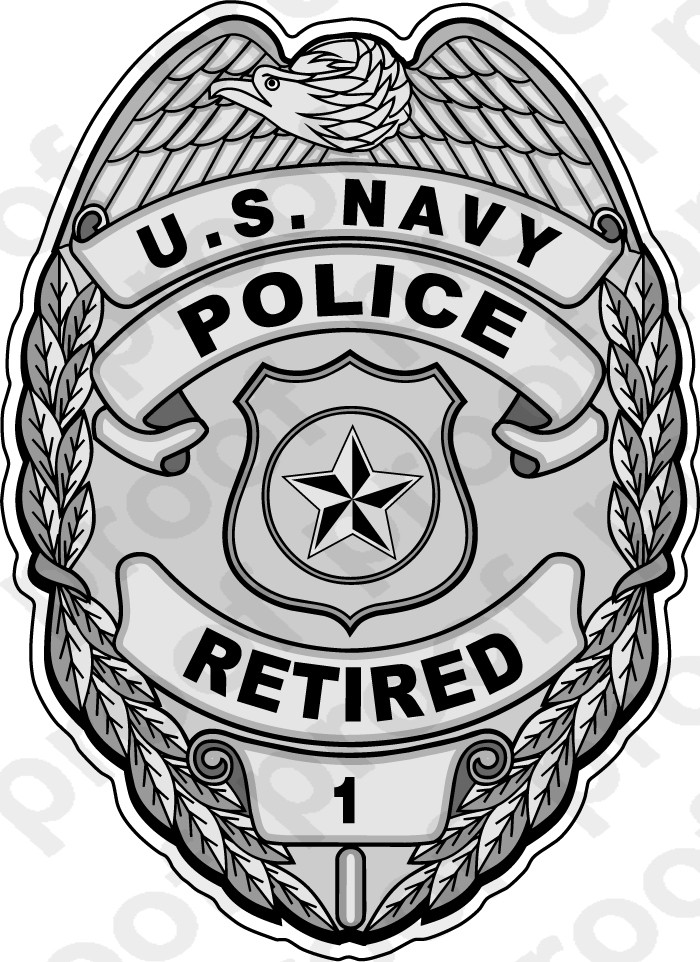 Download STICKER USN POLICE BADGE SILVER RETIRED - M.C. Graphic Decals