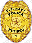 STICKER USN POLICE BADGE GOLD RETIRED