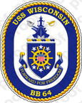 STICKER USN US NAVY BB 64 USS WISCONSIN BLUE