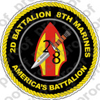 STICKER USMC UNIT   2ND BATTALION 8TH MARINE REGIMENT ooo Lisc# 20187